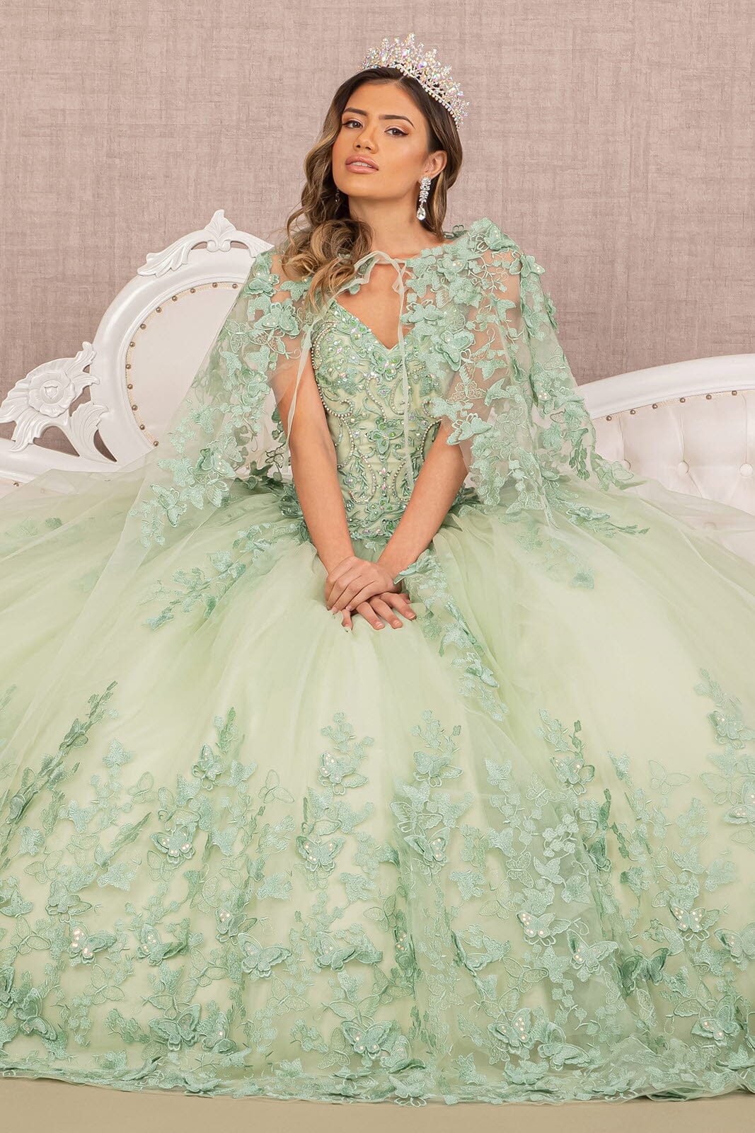 3D Butterfly Cape Ball Gown by Elizabeth K GL3104 - product image 10