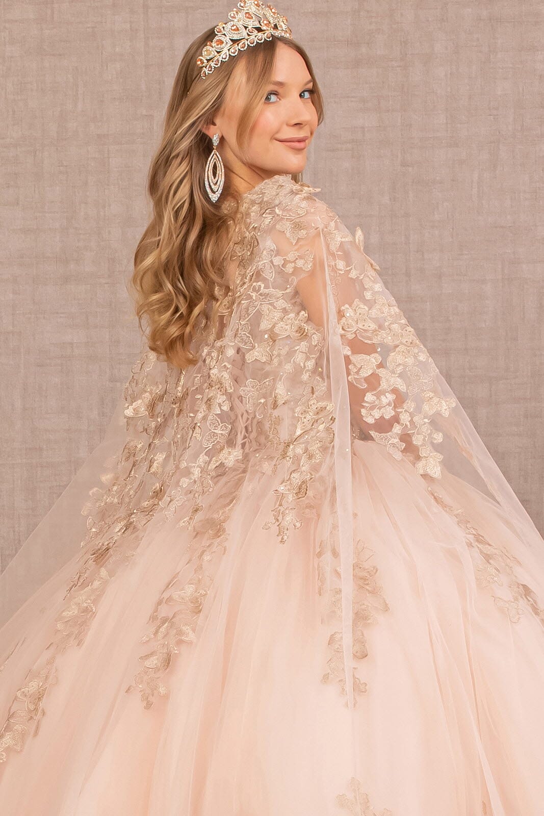 3D Butterfly Cape Ball Gown by Elizabeth K GL3104 - product image 4
