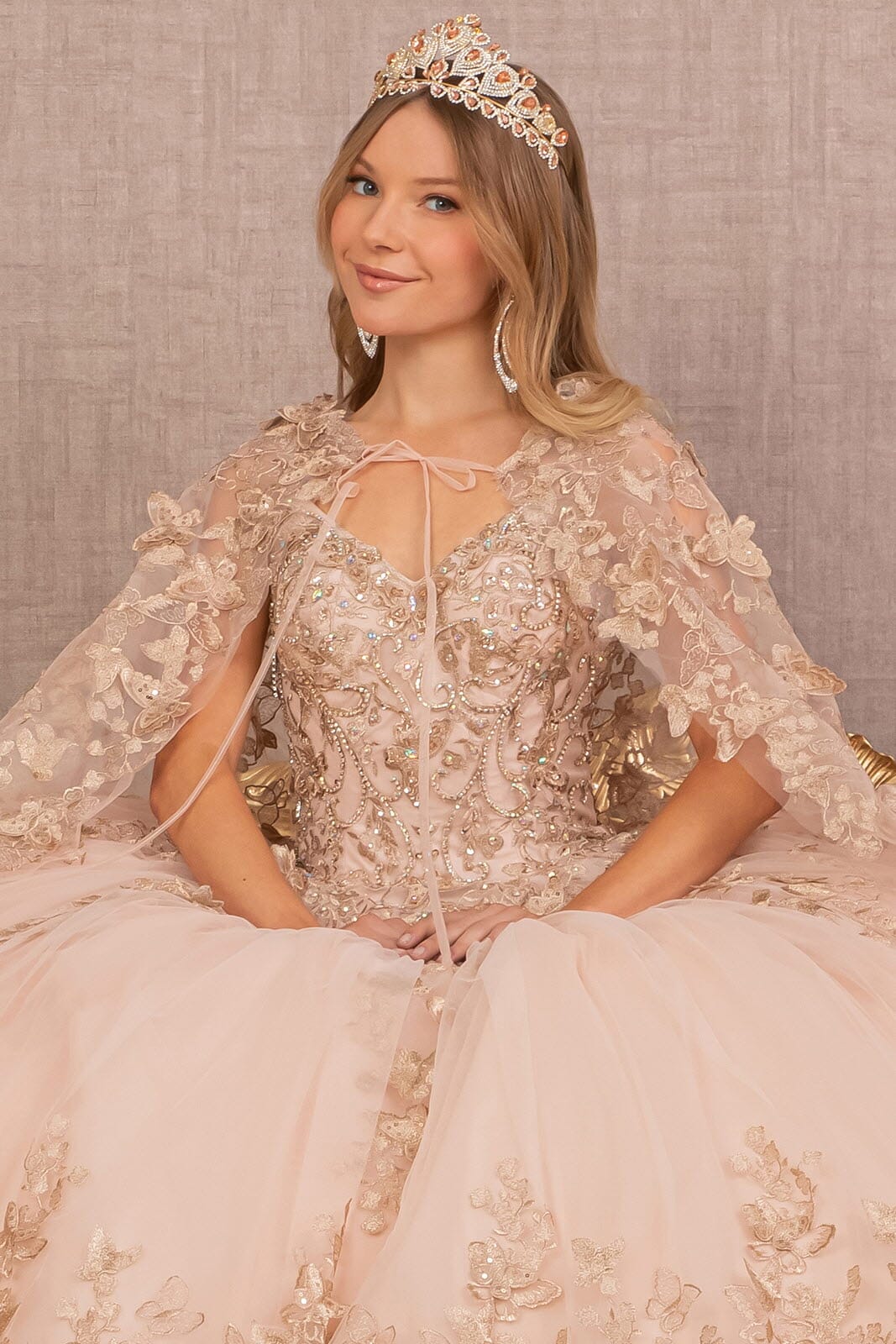 3D Butterfly Cape Ball Gown by Elizabeth K GL3104 - product image 6
