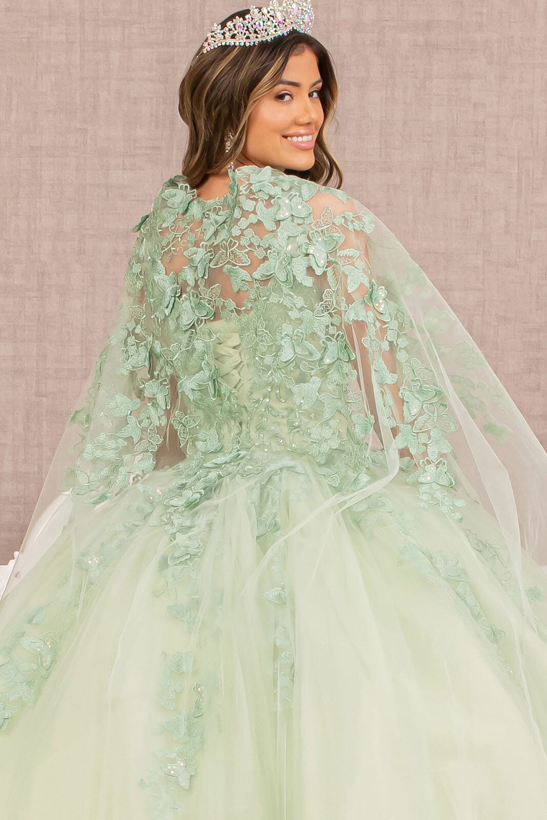 3D Butterfly Cape Ball Gown by Elizabeth K GL3104 - product image 11