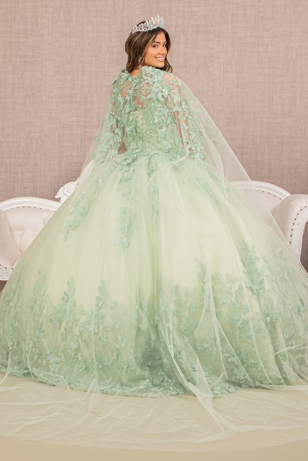 3D Butterfly Cape Ball Gown by Elizabeth K GL3104 - product image 8