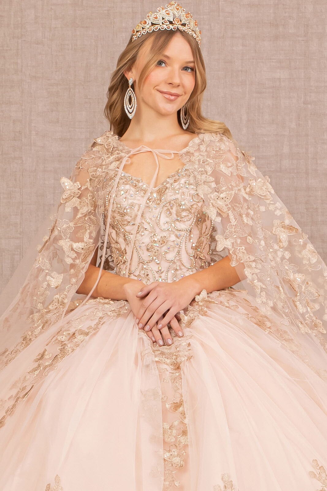 3D Butterfly Cape Ball Gown by Elizabeth K GL3104 - product image 3