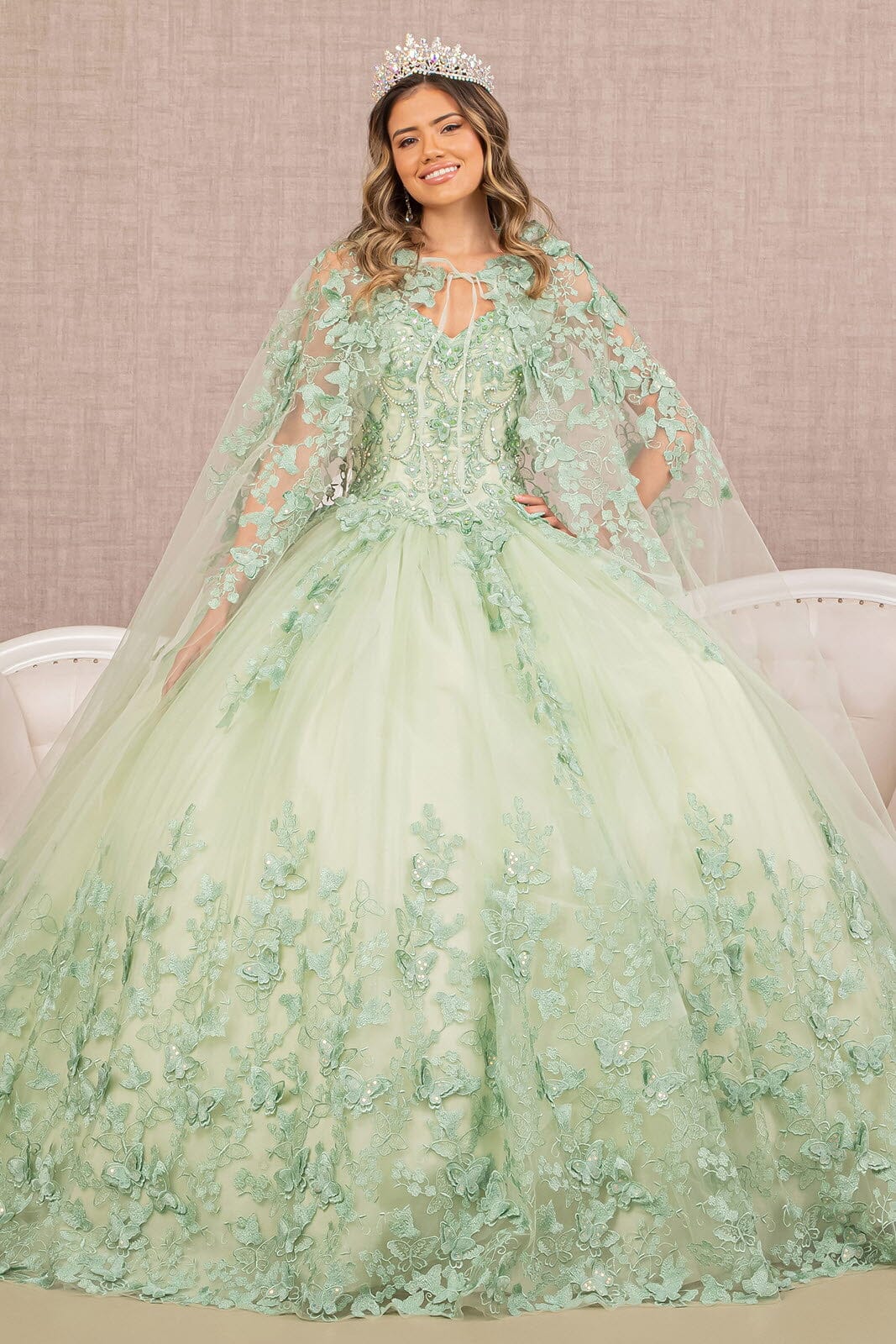 3D Butterfly Cape Ball Gown by Elizabeth K GL3104 - product image 7