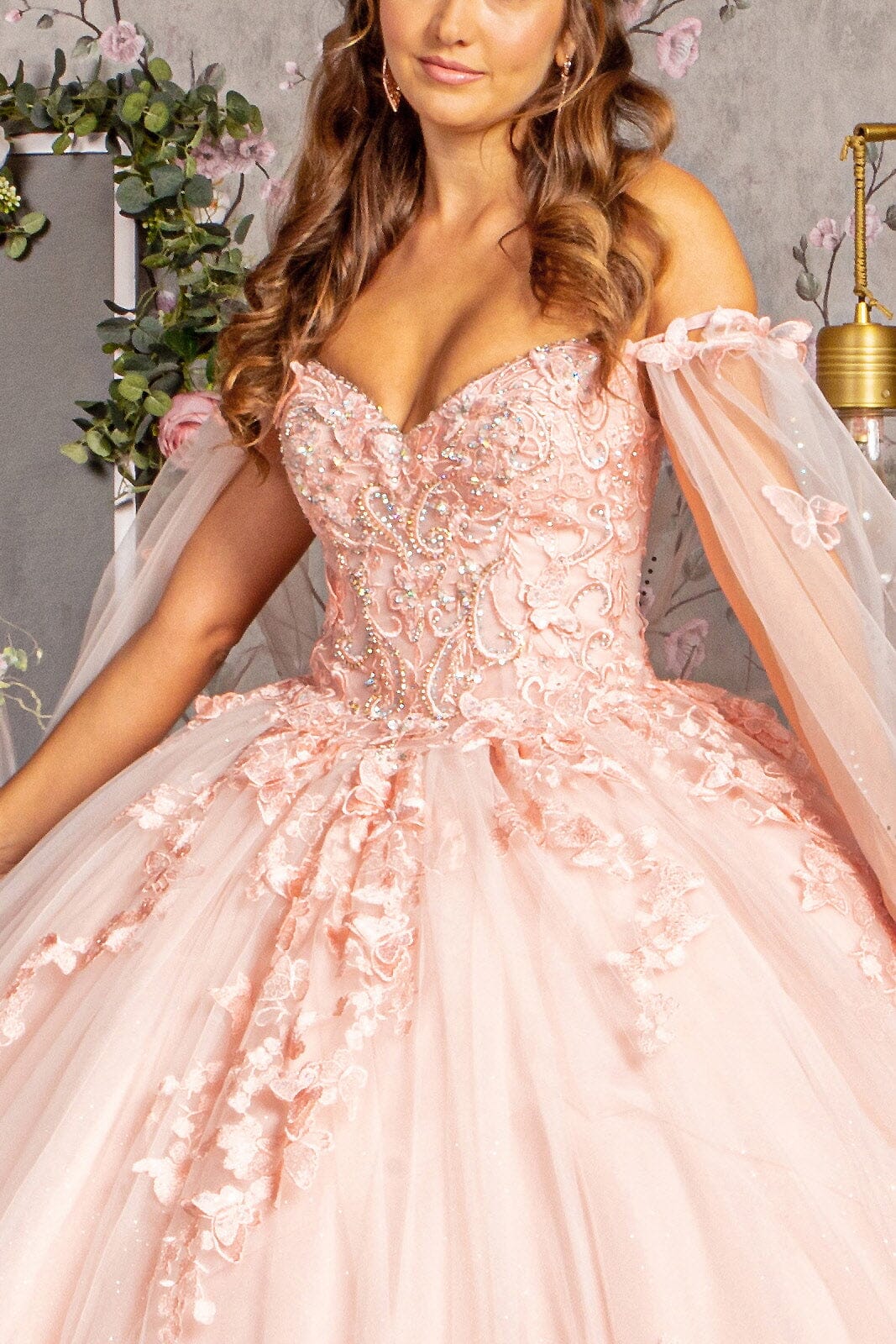 3D Butterfly Cape Sleeve Ball Gown by Elizabeth K GL3110 - product image 9