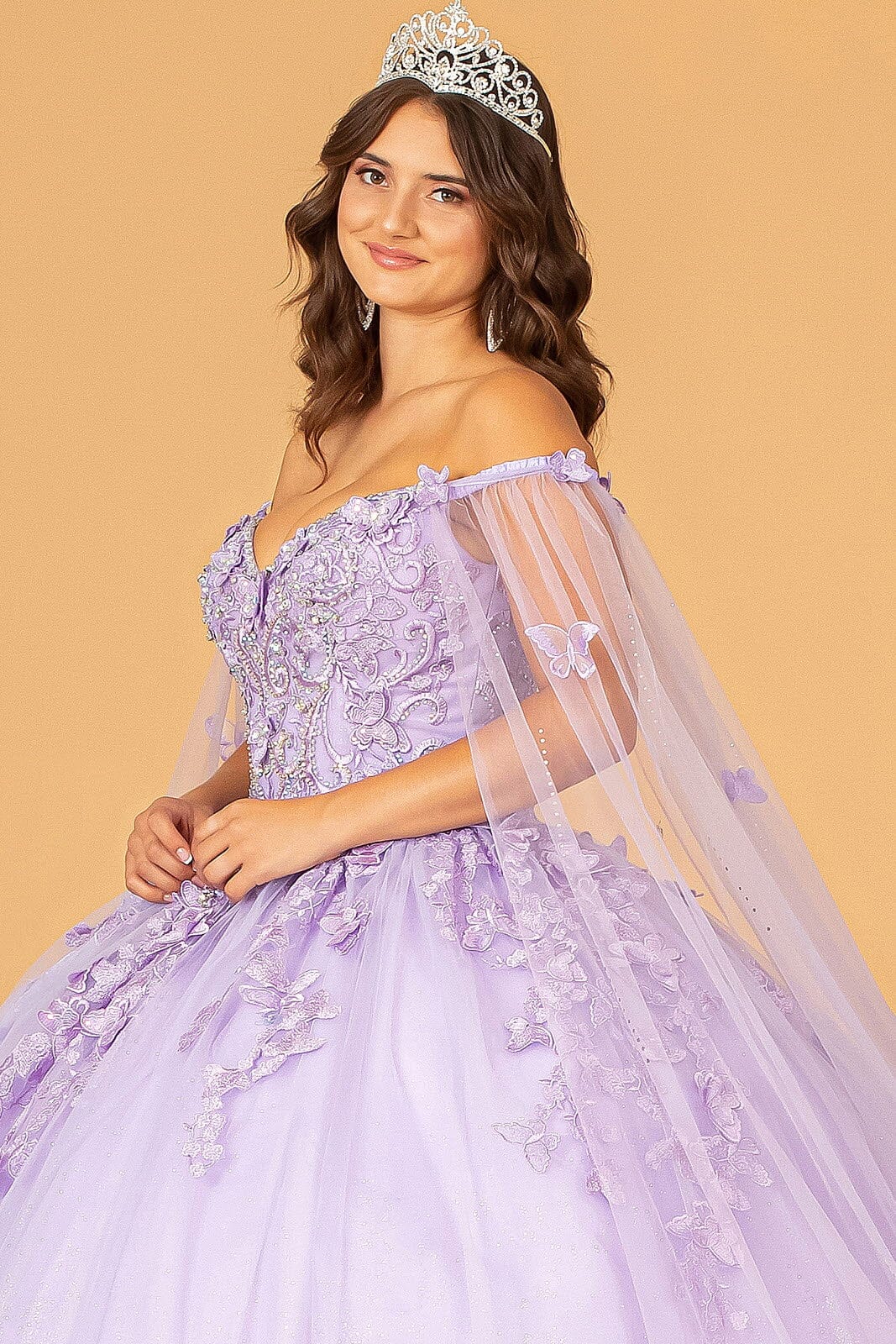 3D Butterfly Cape Sleeve Ball Gown by Elizabeth K GL3110 - product image 13