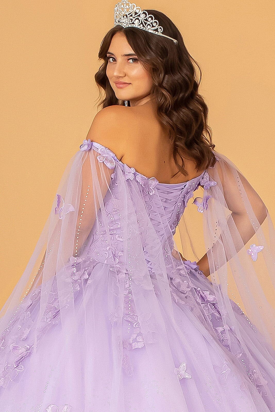 3D Butterfly Cape Sleeve Ball Gown by Elizabeth K GL3110 - product image 14
