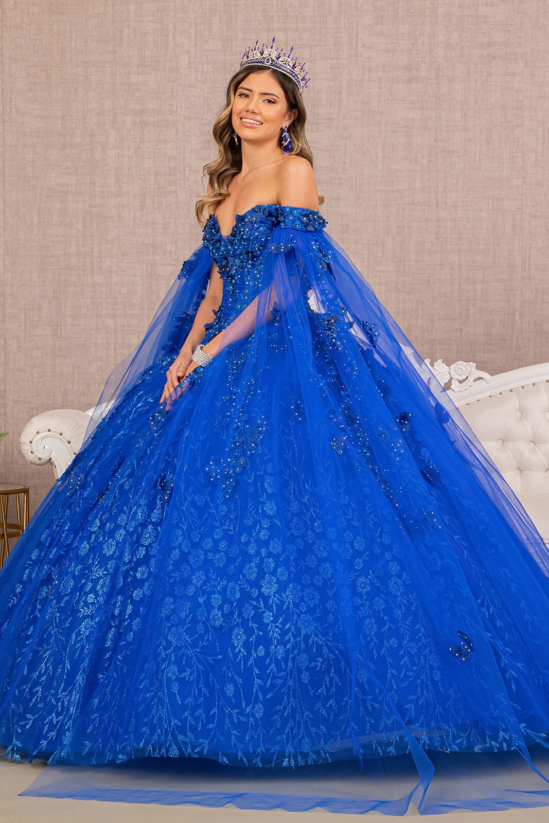 3D Butterfly Cape Sleeve Ball Gown by Elizabeth K GL3111 - product image 4