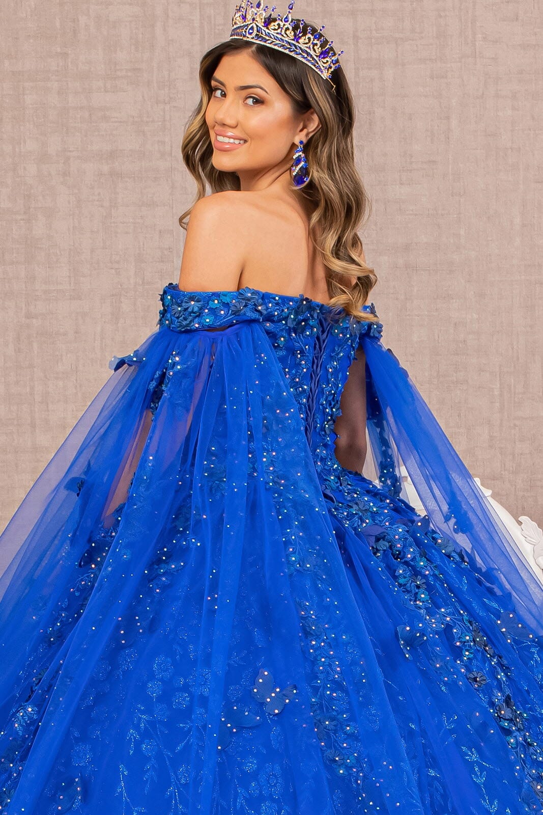 3D Butterfly Cape Sleeve Ball Gown by Elizabeth K GL3111 - product image 5