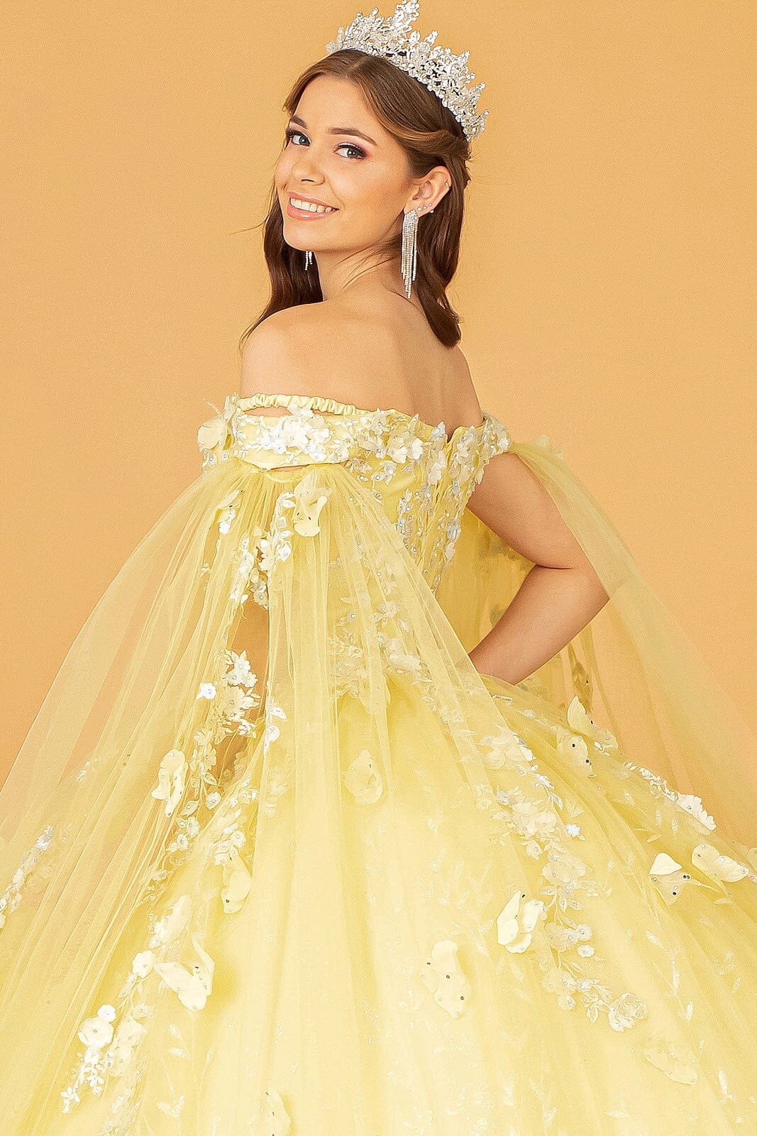 3D Butterfly Cape Sleeve Ball Gown by Elizabeth K GL3111 - product image 10