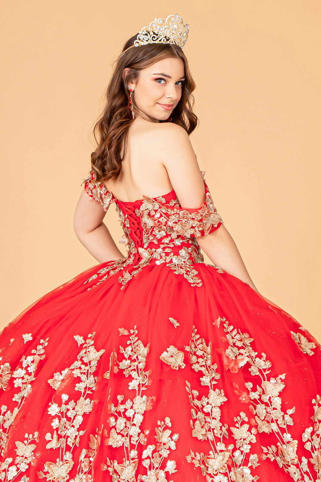 3D Butterfly Off Shoulder Ball Gown by Elizabeth K GL3077 - product image 15