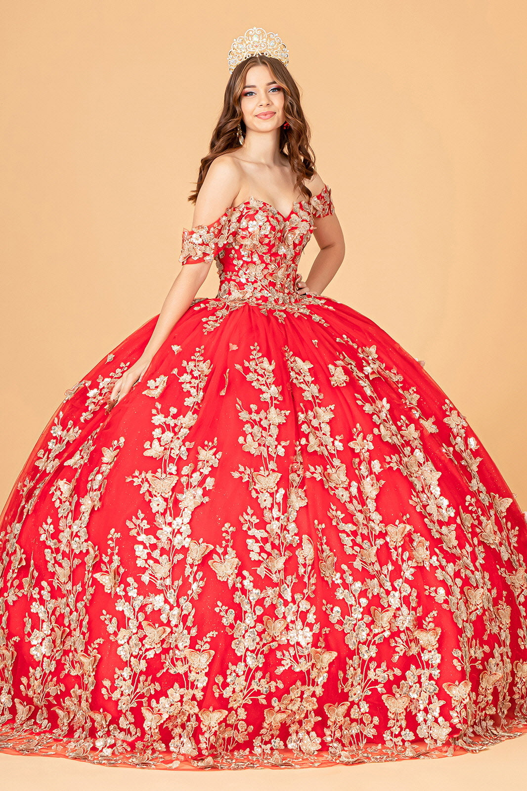 3D Butterfly Off Shoulder Ball Gown by Elizabeth K GL3077 - product image 13