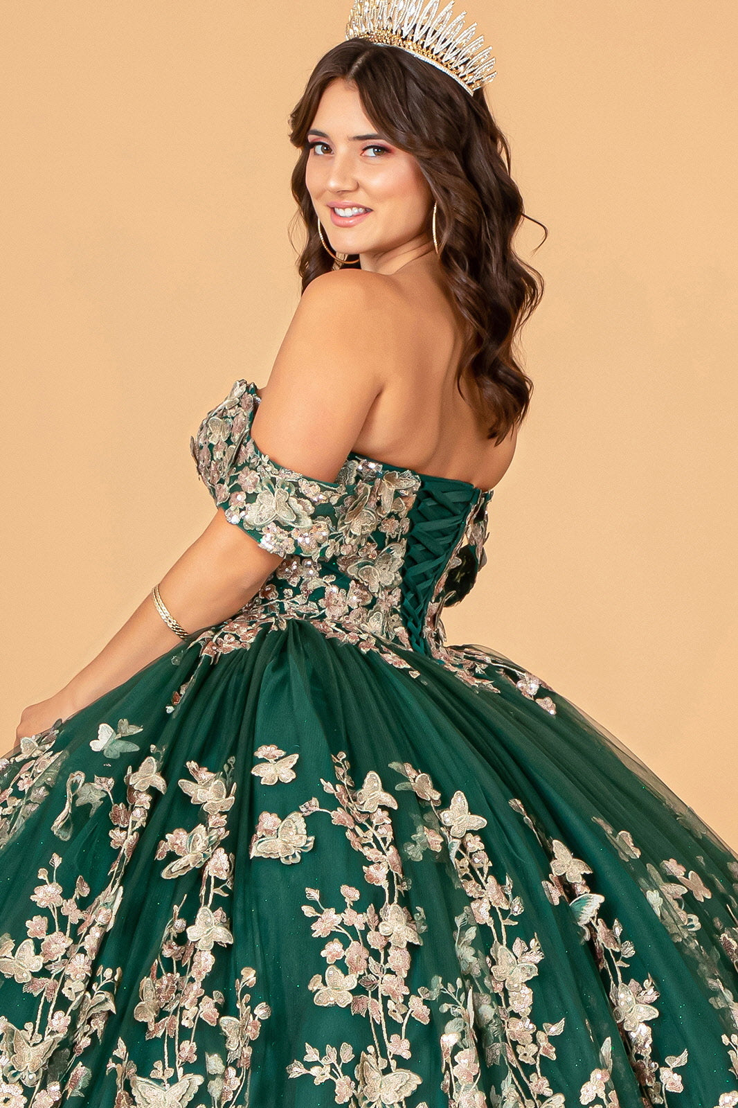 3D Butterfly Off Shoulder Ball Gown by Elizabeth K GL3077 - product image 10
