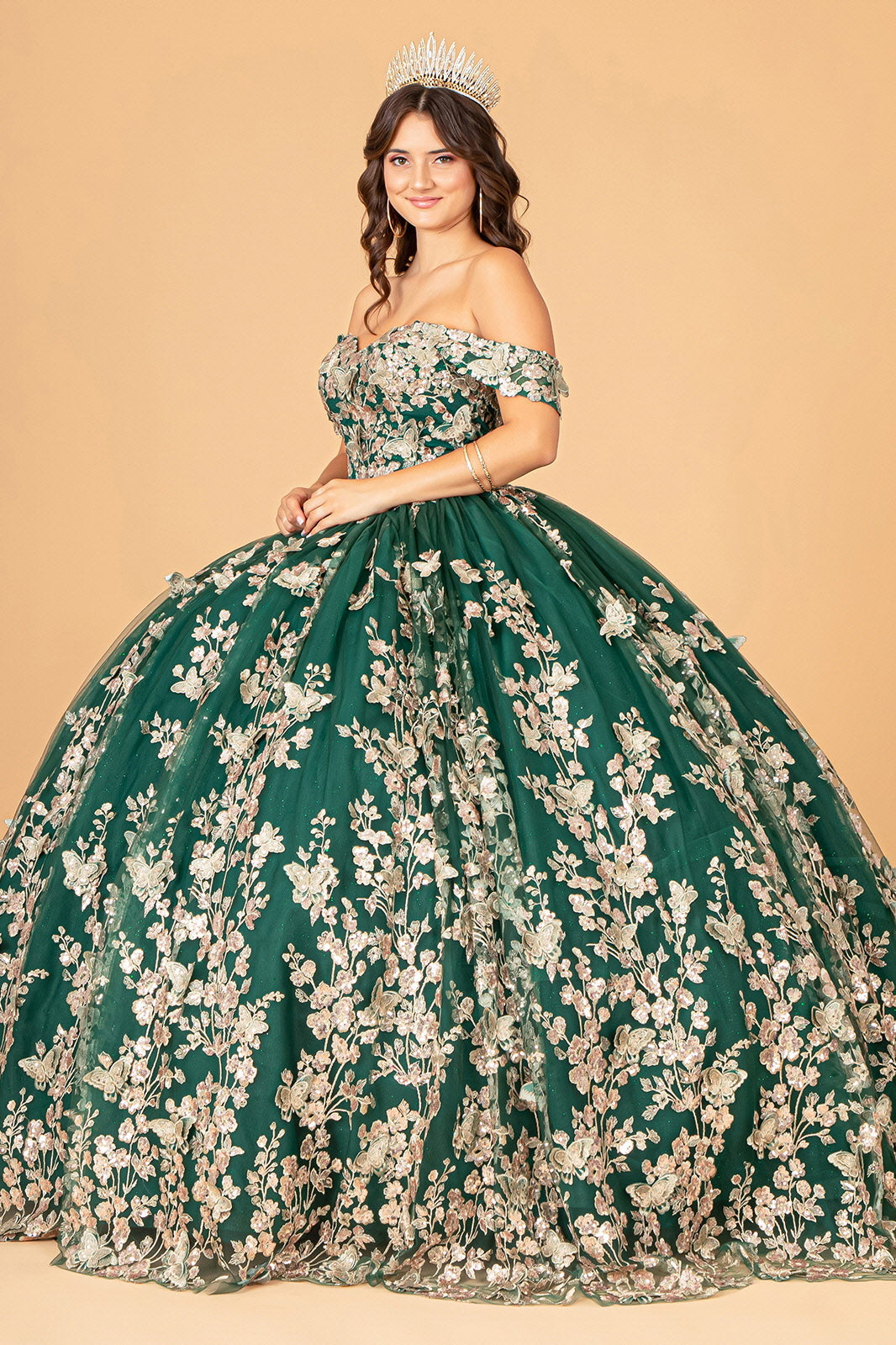 3D Butterfly Off Shoulder Ball Gown by Elizabeth K GL3077 - product image 8
