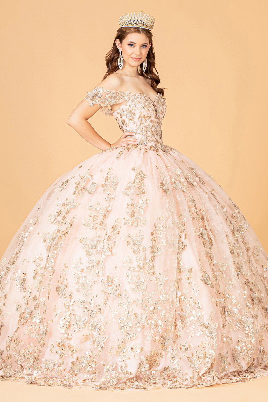 3D Butterfly Off Shoulder Ball Gown by Elizabeth K GL3077 - product image 18