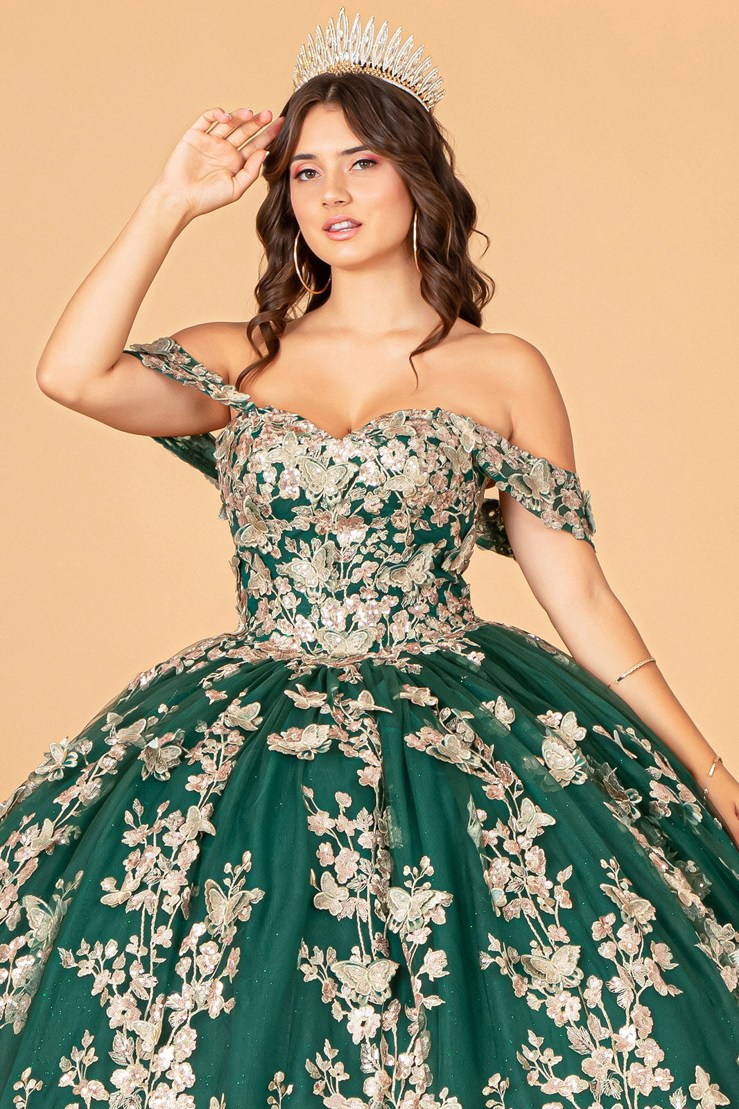 3D Butterfly Off Shoulder Ball Gown by Elizabeth K GL3077 - product image 9