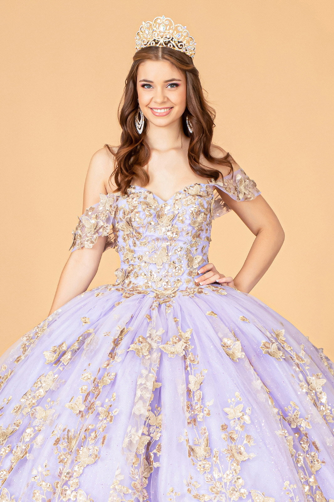 3D Butterfly Off Shoulder Ball Gown by Elizabeth K GL3077 - product image 4