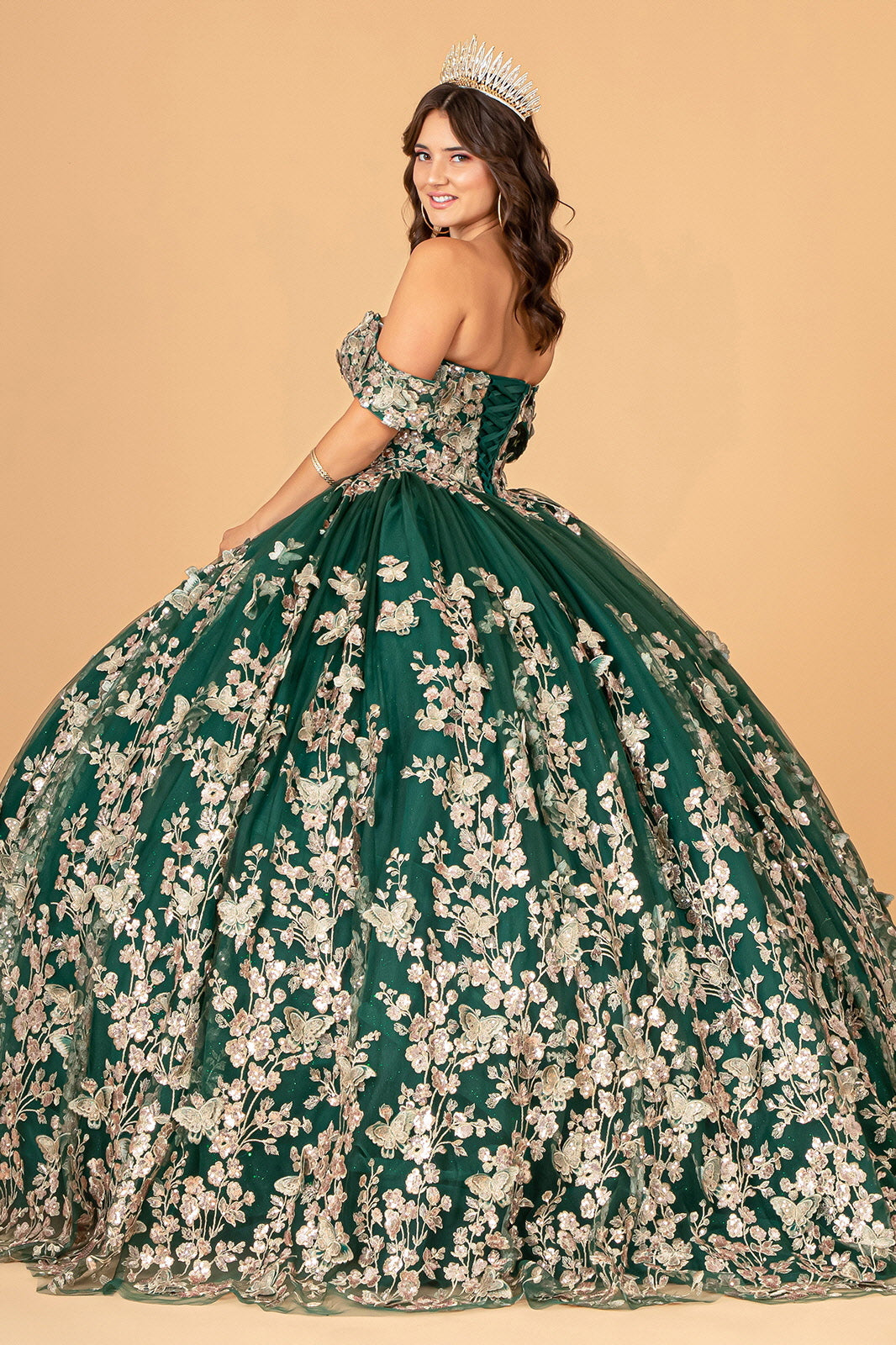 3D Butterfly Off Shoulder Ball Gown by Elizabeth K GL3077 - product image 7
