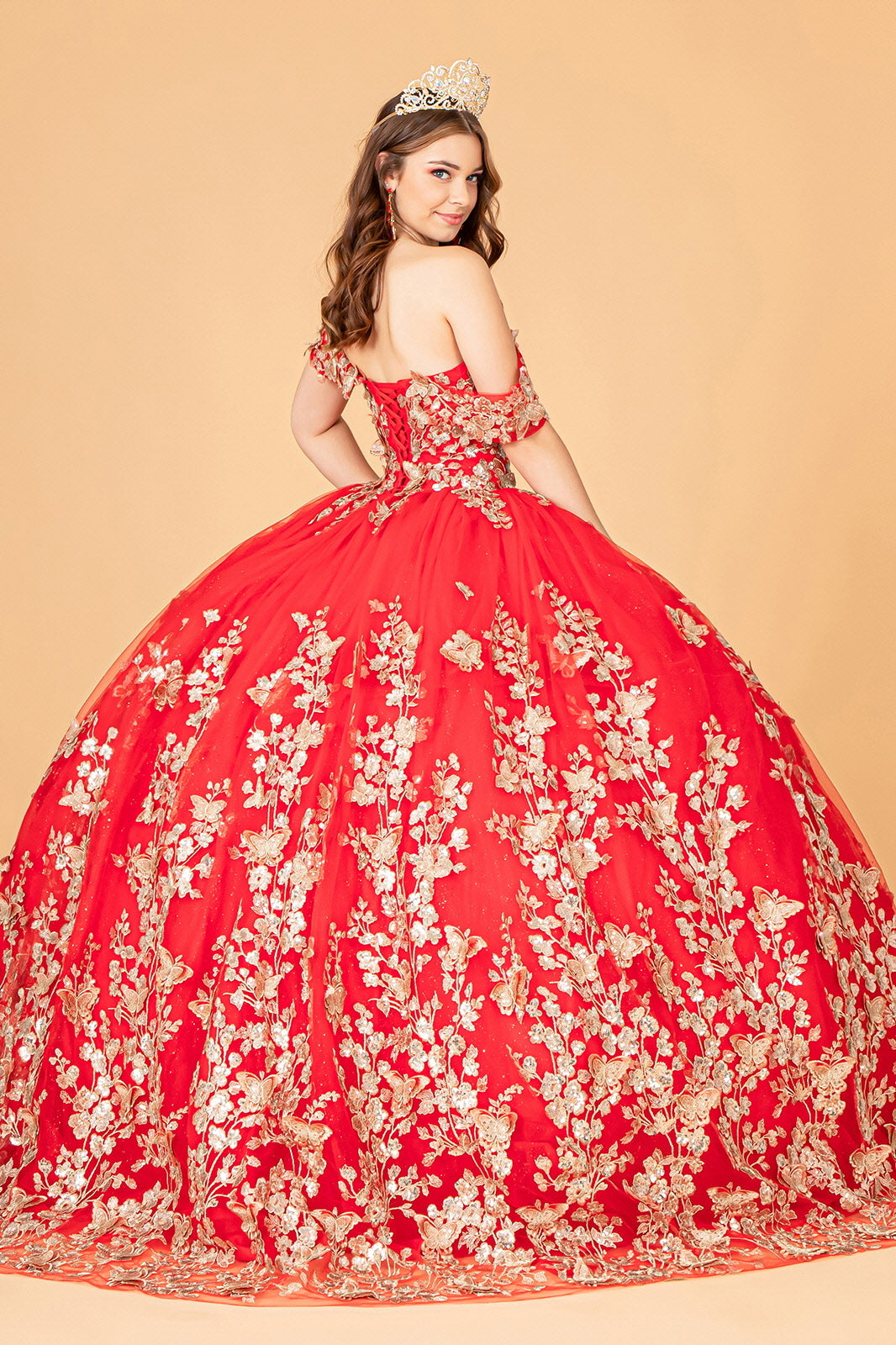 3D Butterfly Off Shoulder Ball Gown by Elizabeth K GL3077 - product image 12