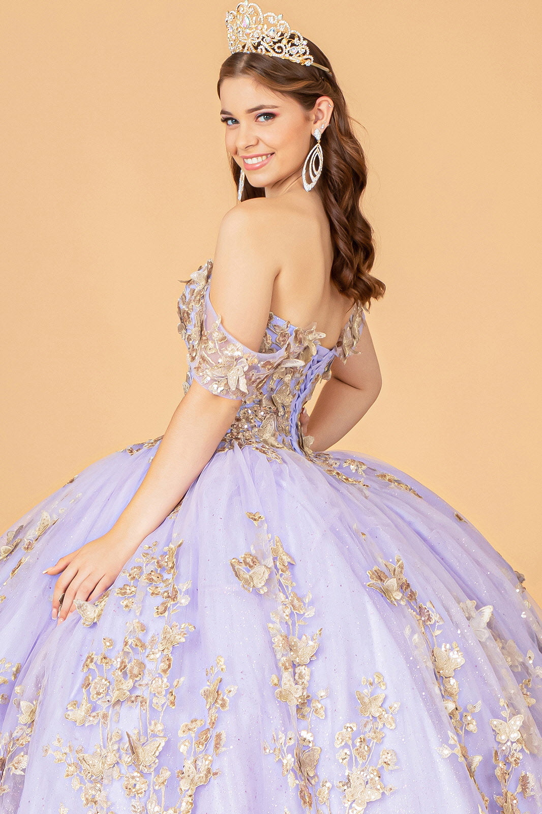 3D Butterfly Off Shoulder Ball Gown by Elizabeth K GL3077 - product image 5