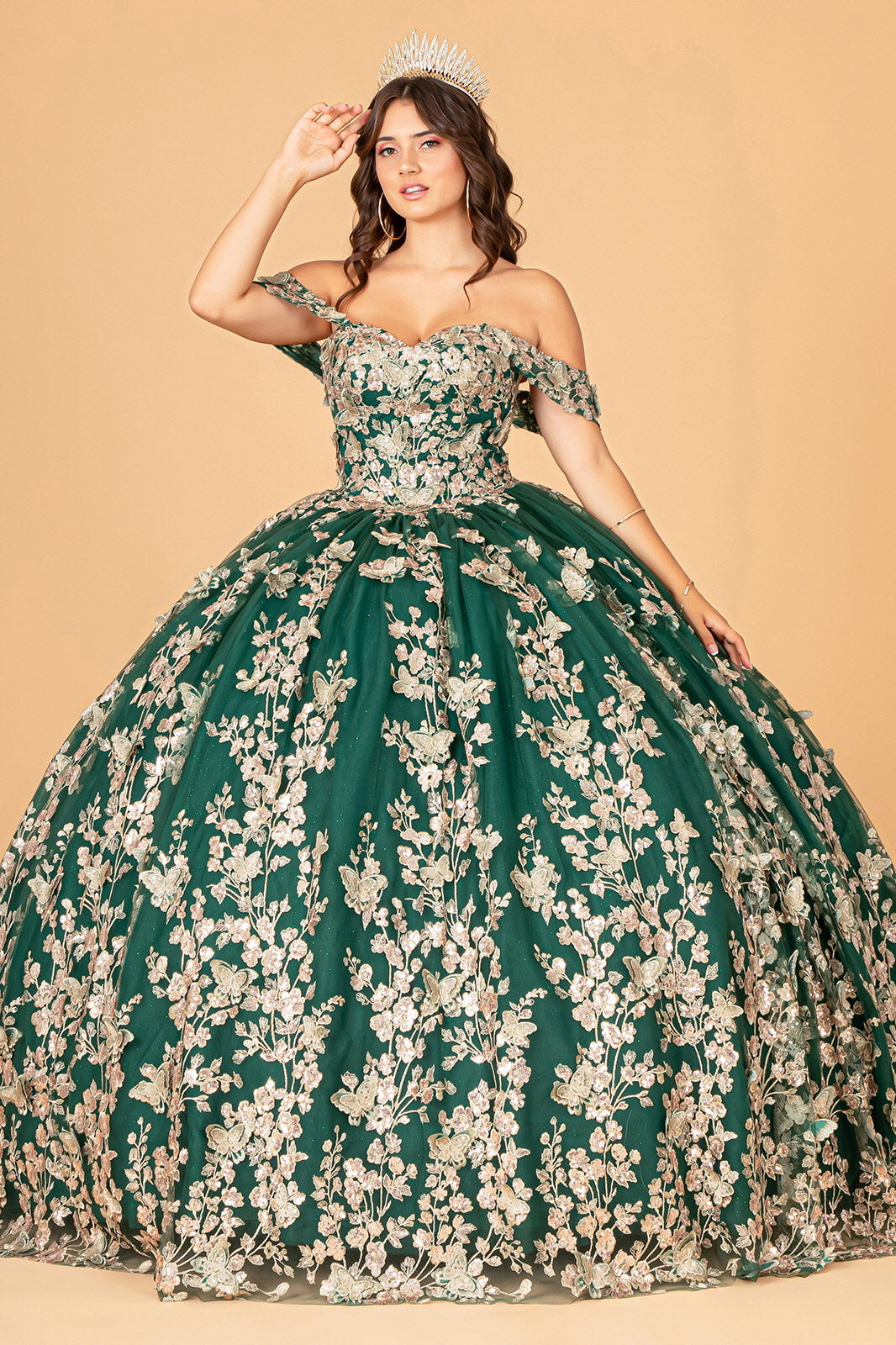 3D Butterfly Off Shoulder Ball Gown by Elizabeth K GL3077 - product image 6