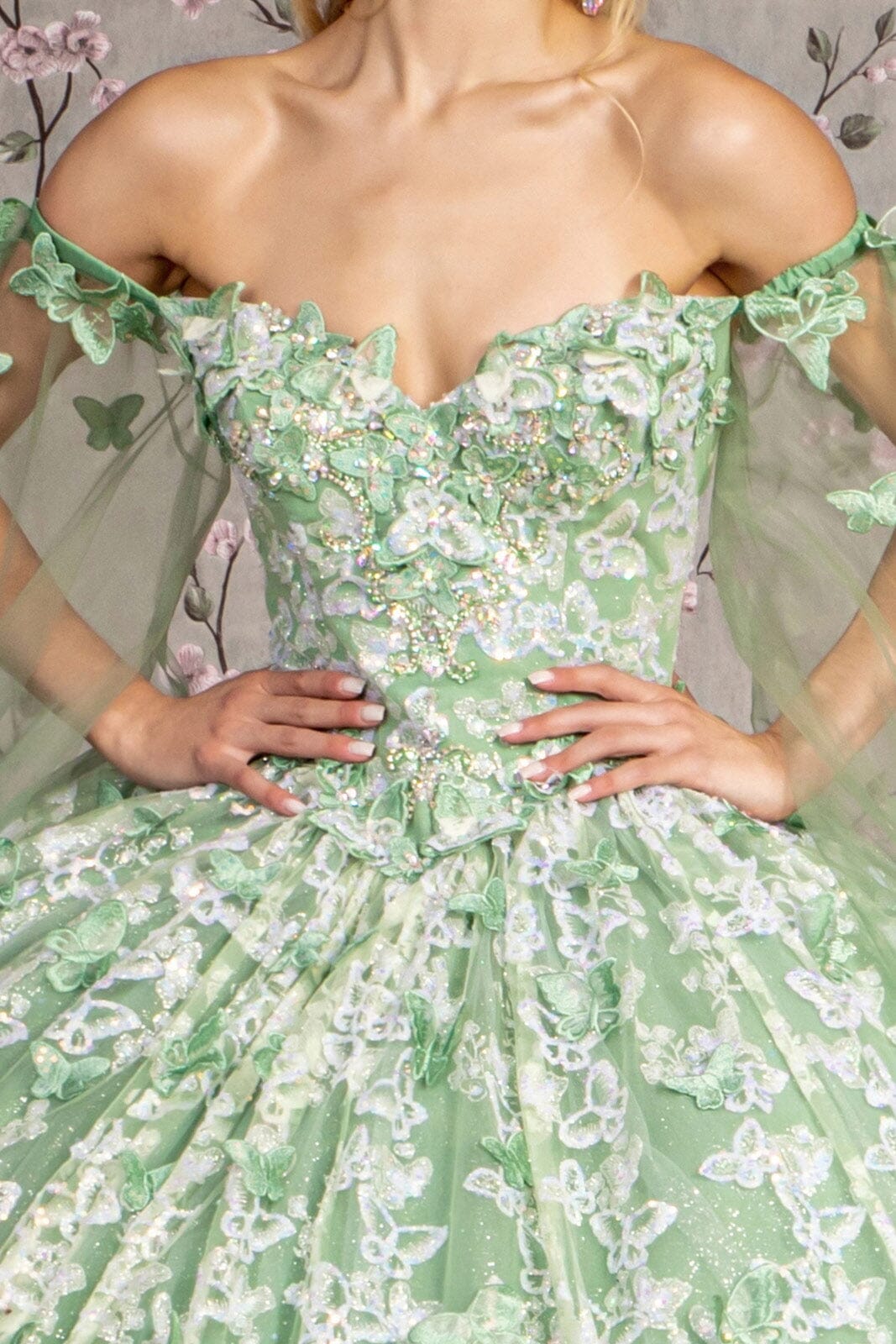 3D Butterfly Off Shoulder Ball Gown by GLS Gloria GL3451 - product image 3