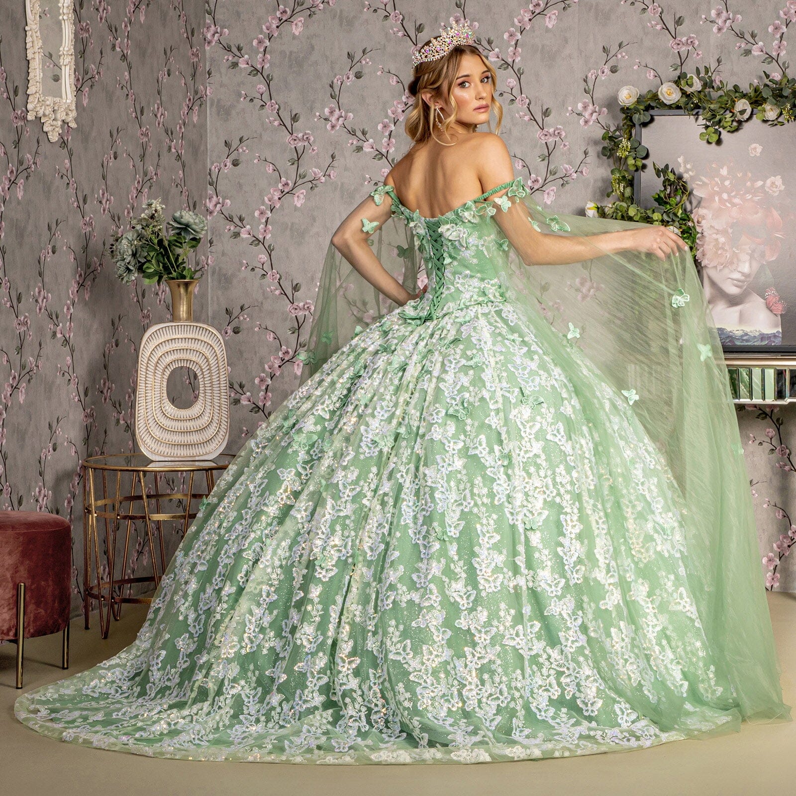 3D Butterfly Off Shoulder Ball Gown by GLS Gloria GL3451 - product image 6