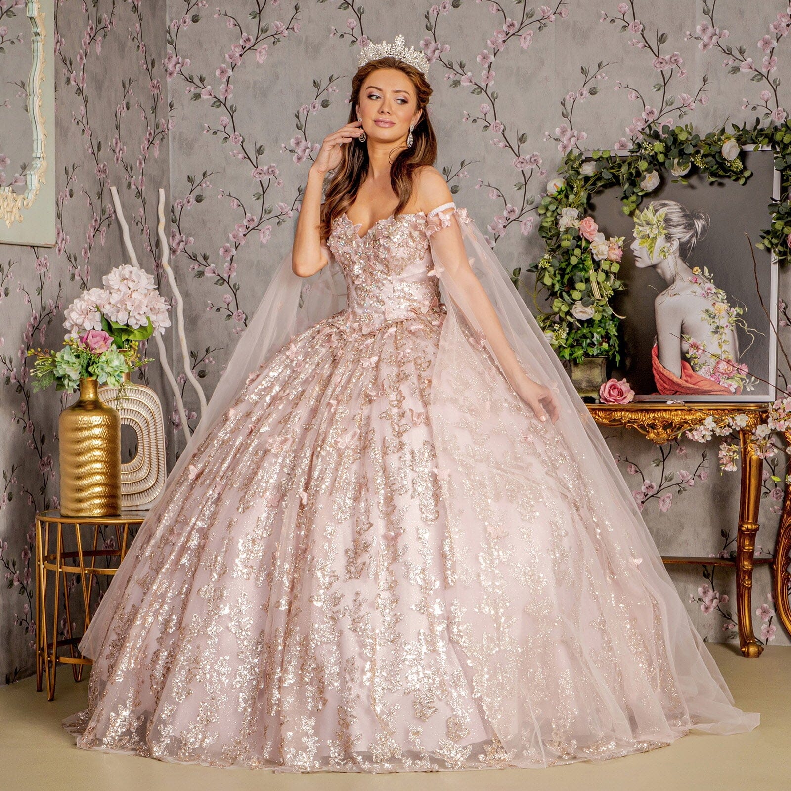 3D Butterfly Off Shoulder Ball Gown by GLS Gloria GL3451 - product image 12