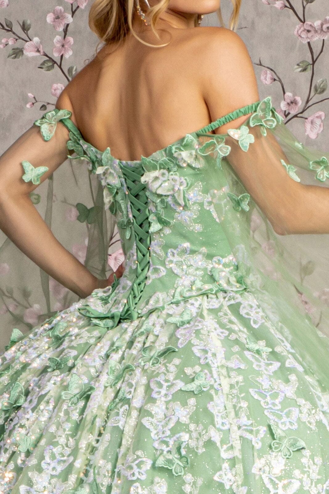 3D Butterfly Off Shoulder Ball Gown by GLS Gloria GL3451 - product image 4