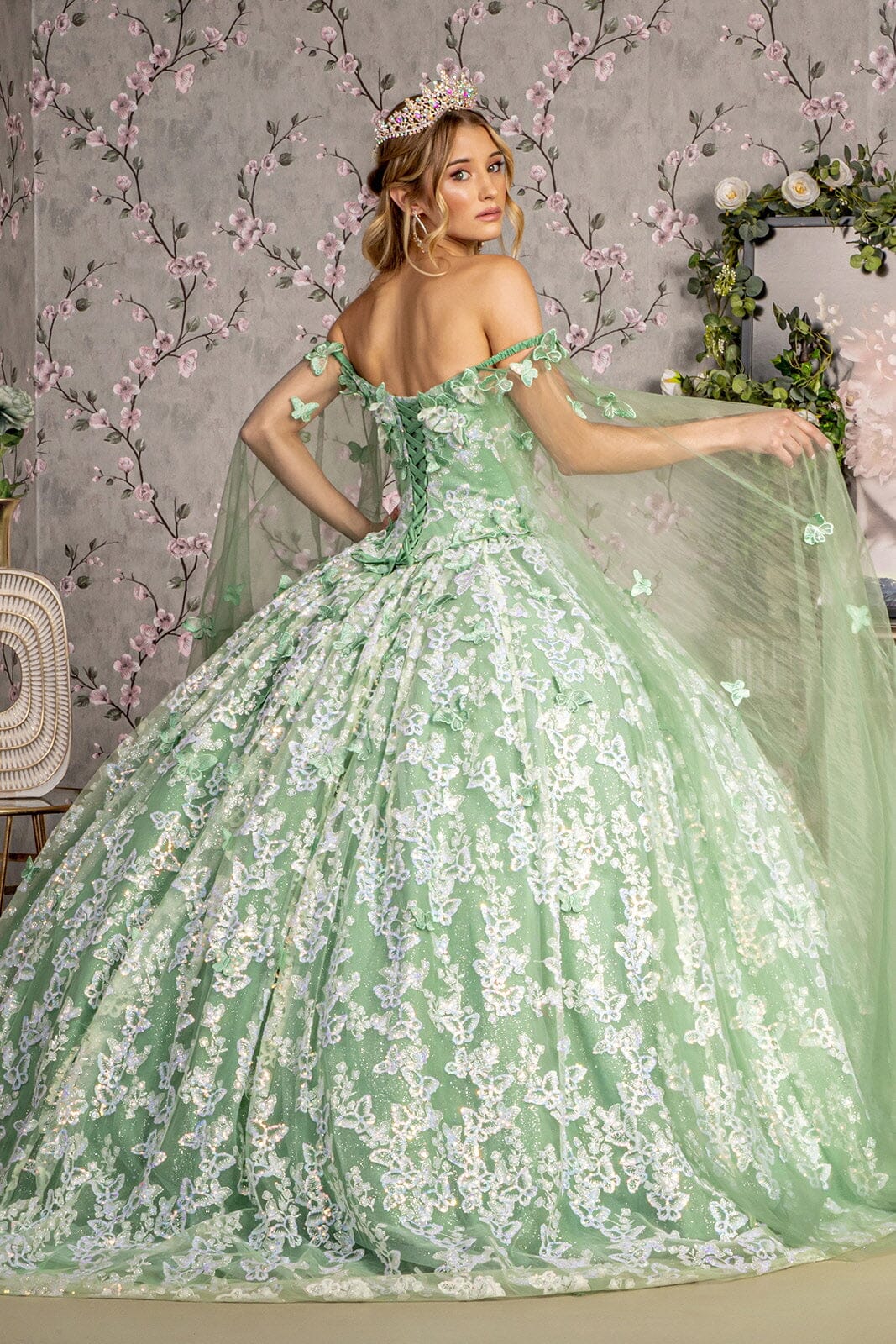 3D Butterfly Off Shoulder Ball Gown by GLS Gloria GL3451 - product image 2