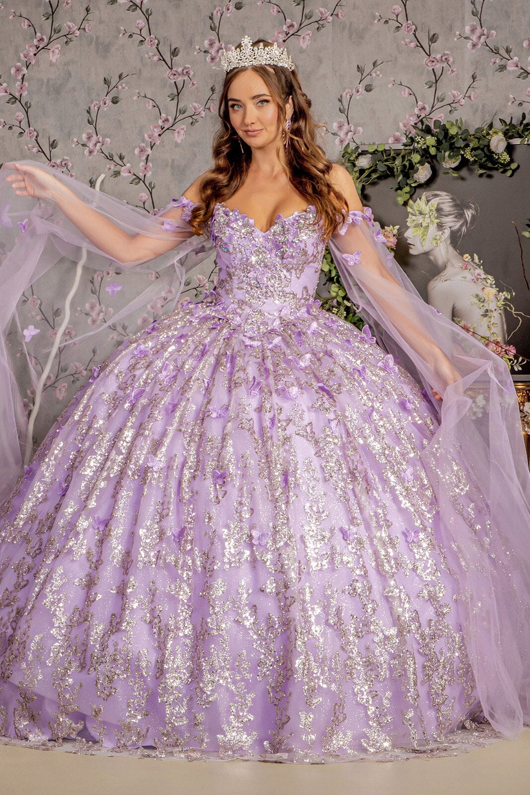 3D Butterfly Off Shoulder Ball Gown by GLS Gloria GL3451 - product image 7