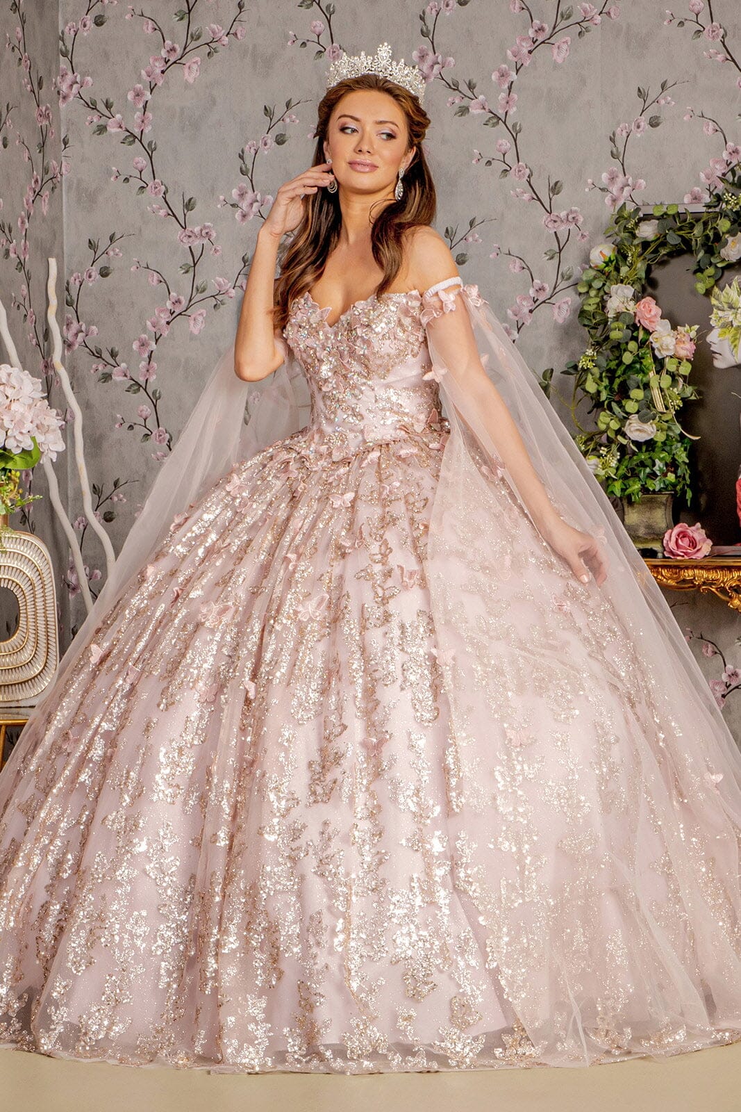 3D Butterfly Off Shoulder Ball Gown by GLS Gloria GL3451 - product image 10