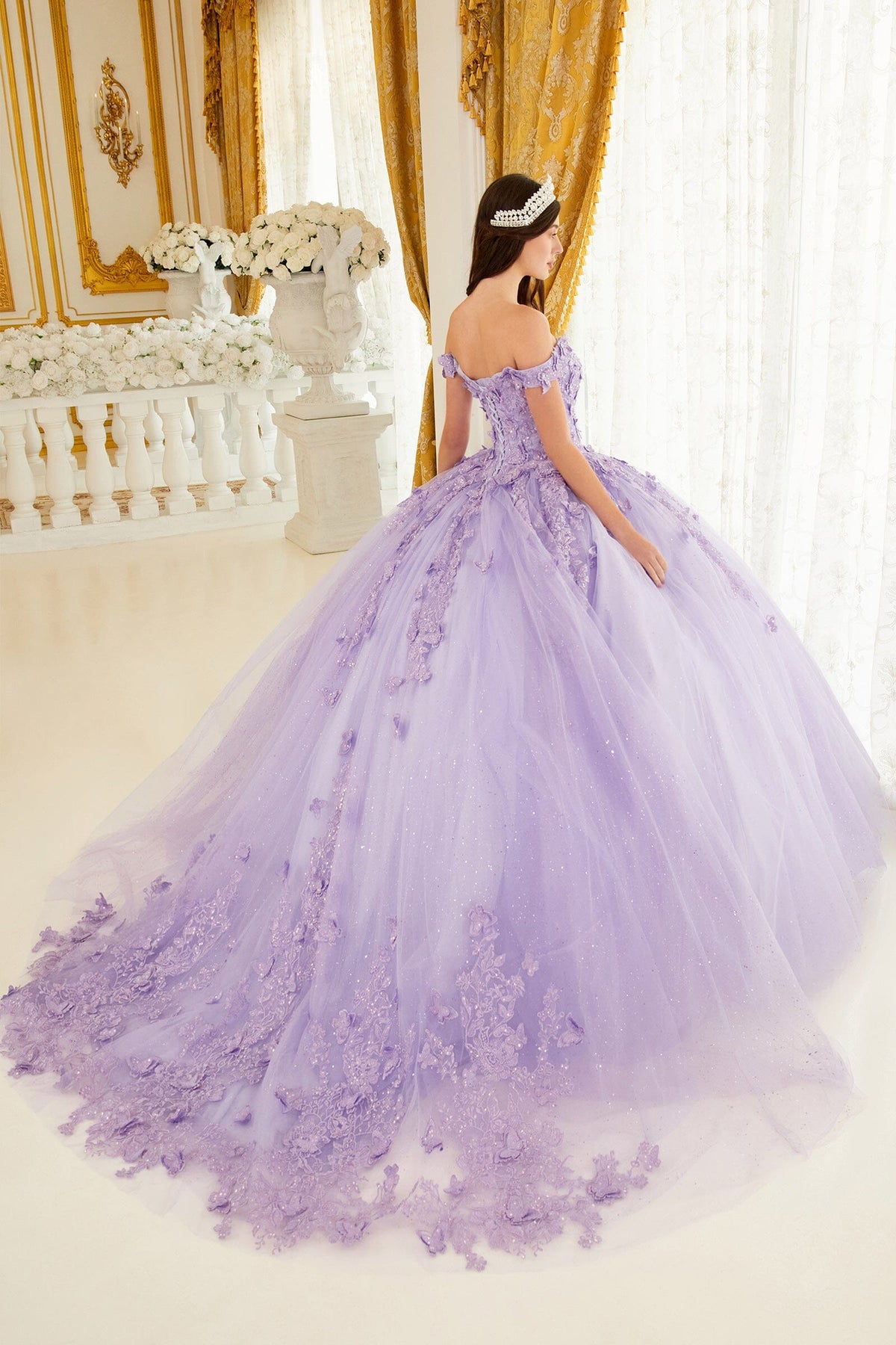 3D Butterfly Off Shoulder Ball Gown by Ladivine 15709 - product image 2
