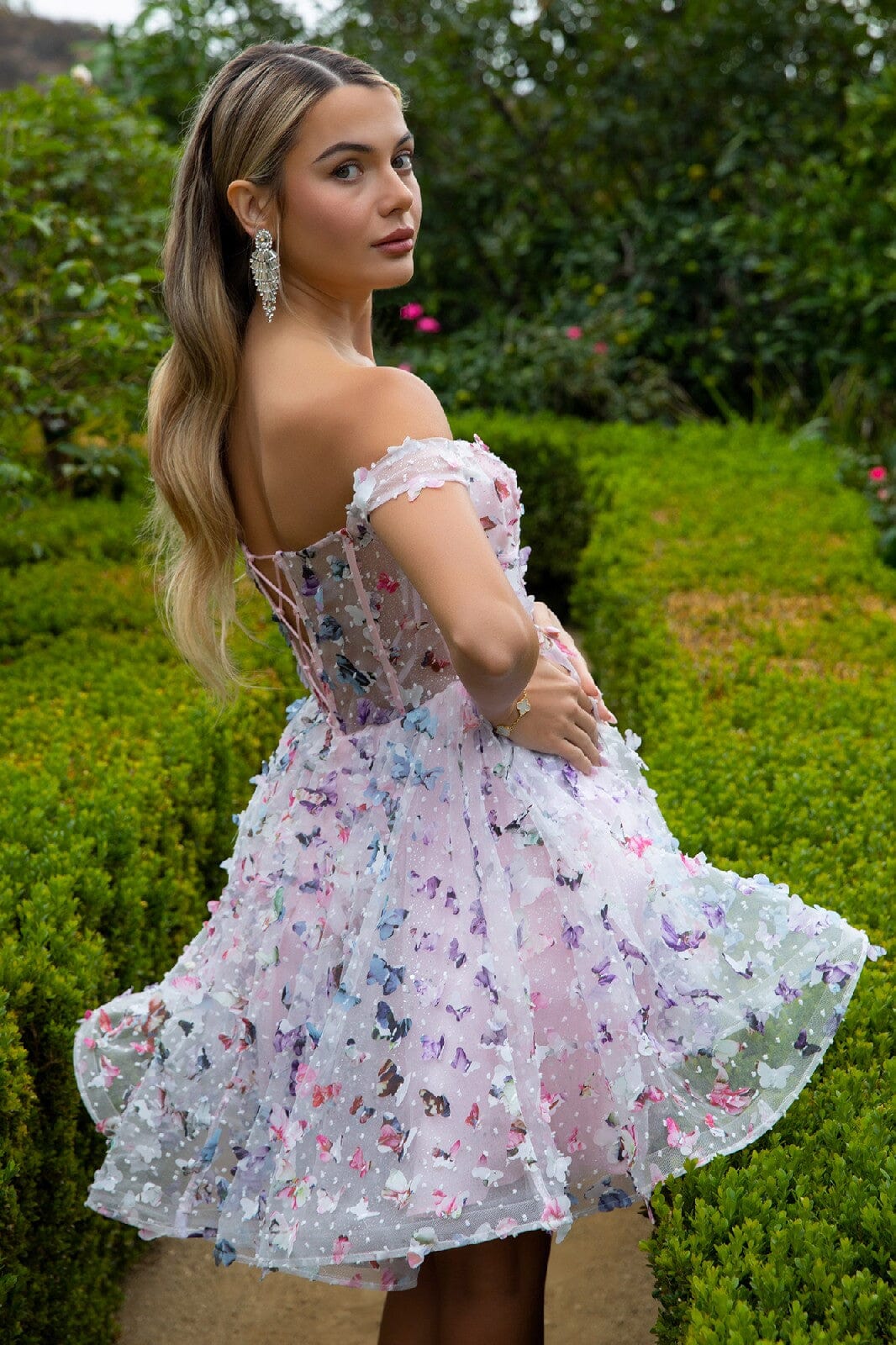 3D Butterfly Short Off Shoulder Dress by Elizabeth K GS3512 - product image 5