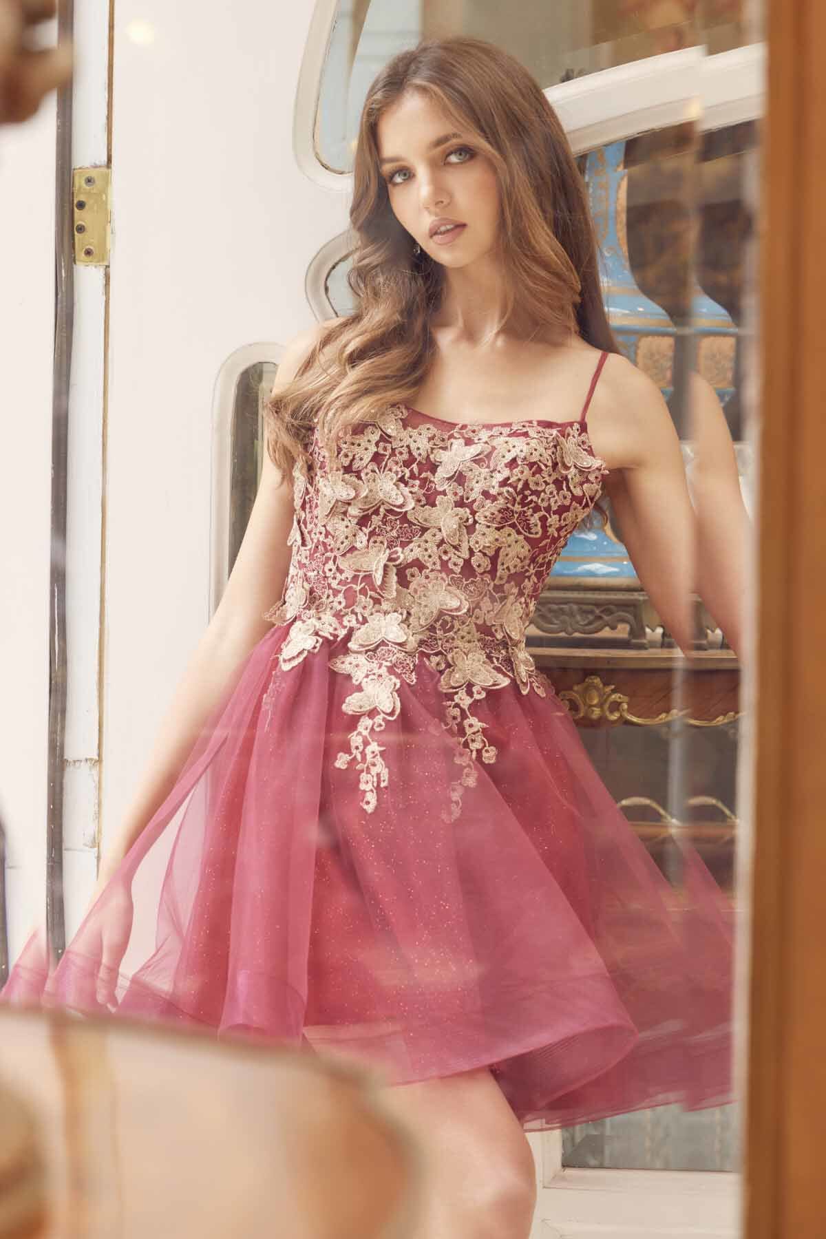 3D Butterfly Short Sleeveless A-line Dress by Juliet 902 - product image 7