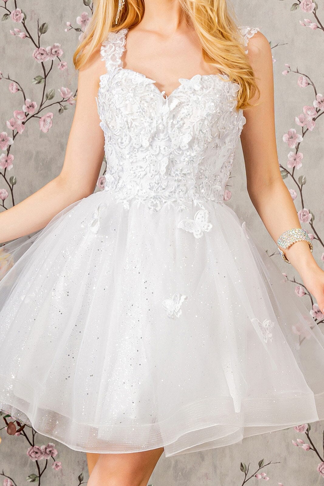 3D Butterfly Short Sleeveless Dress by Elizabeth K GS3186W