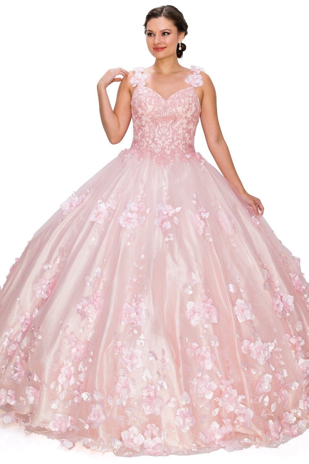 3D Floral Cape Ball Gown by Cinderella Couture 8030J - product image 7