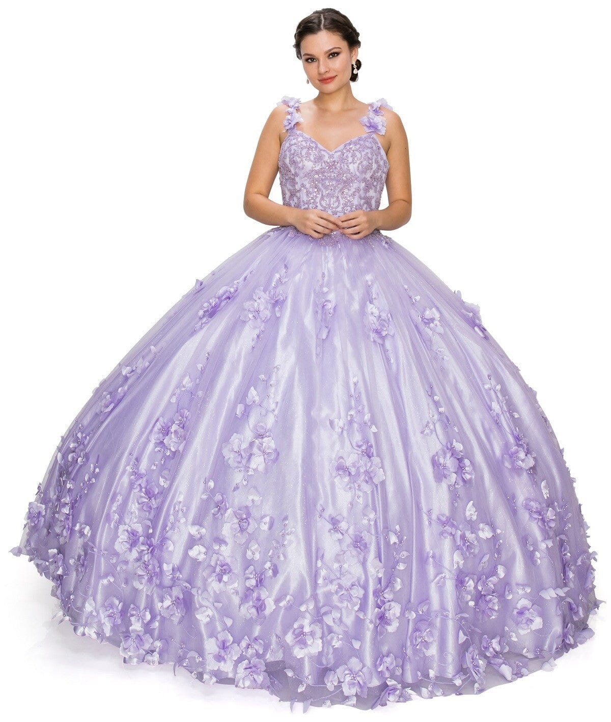 3D Floral Cape Ball Gown by Cinderella Couture 8030J - product image 3