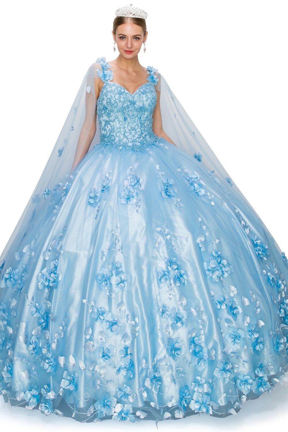 3D Floral Cape Ball Gown by Cinderella Couture 8030J - product image 14