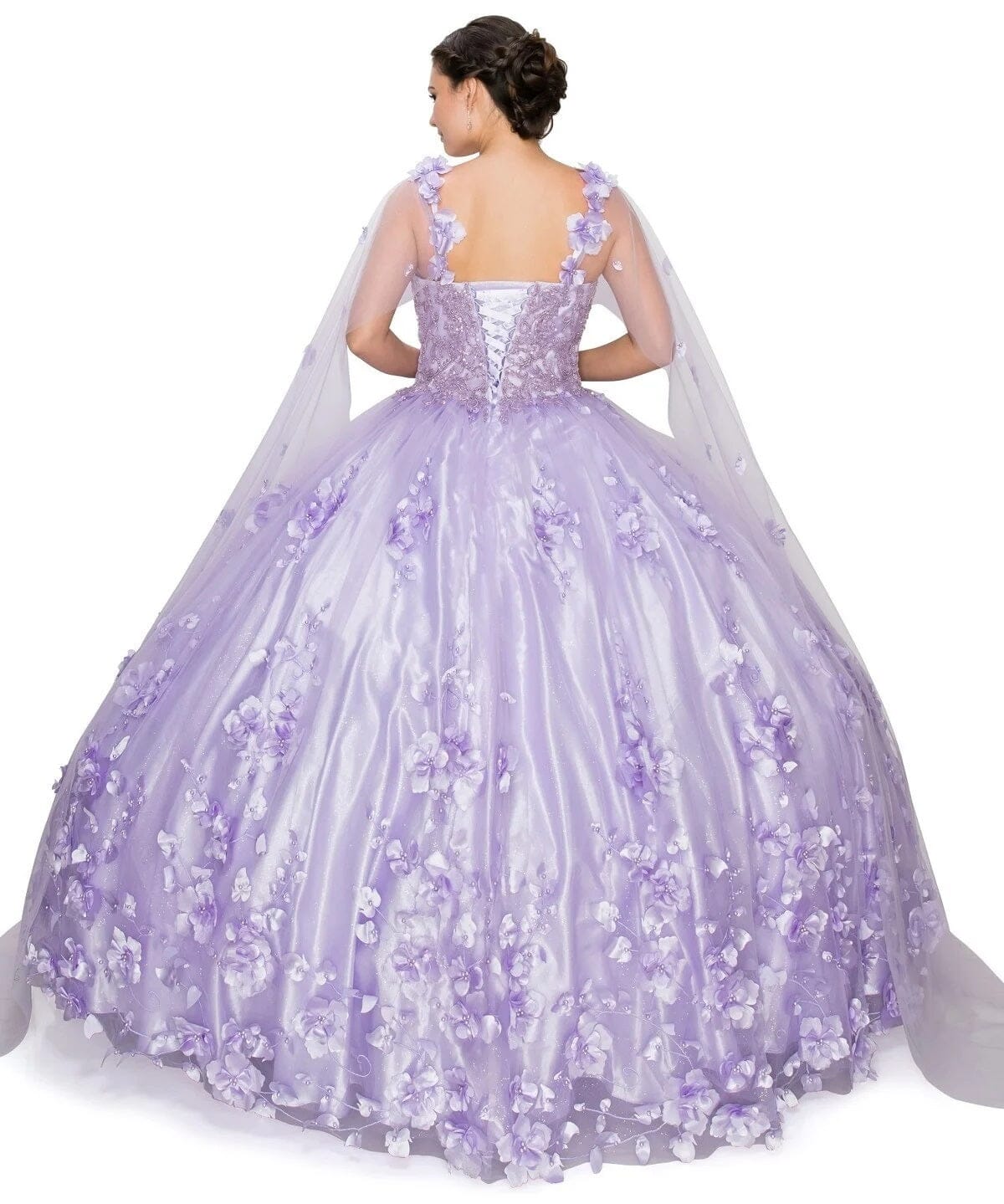 3D Floral Cape Ball Gown by Cinderella Couture 8030J - product image 2