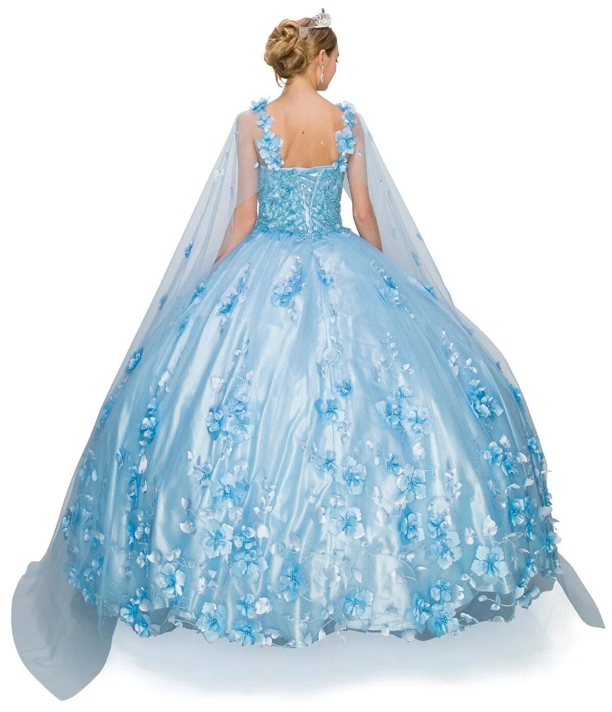 3D Floral Cape Ball Gown by Cinderella Couture 8030J - product image 12