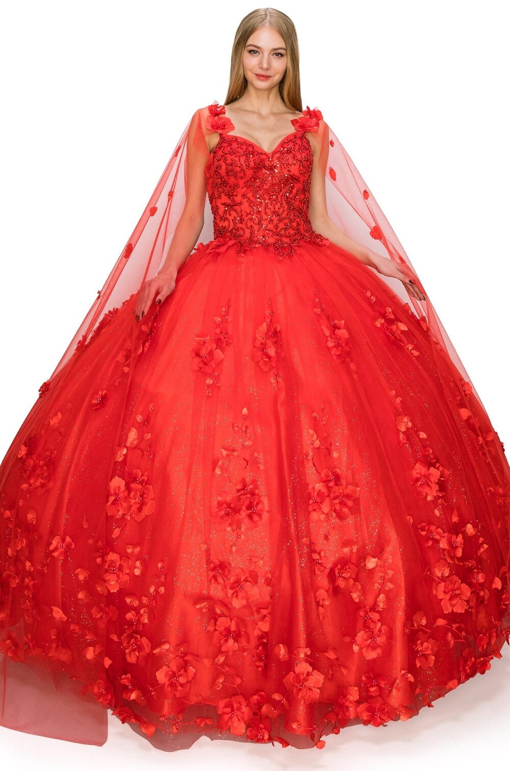 3D Floral Cape Ball Gown by Cinderella Couture 8030J - product image 10