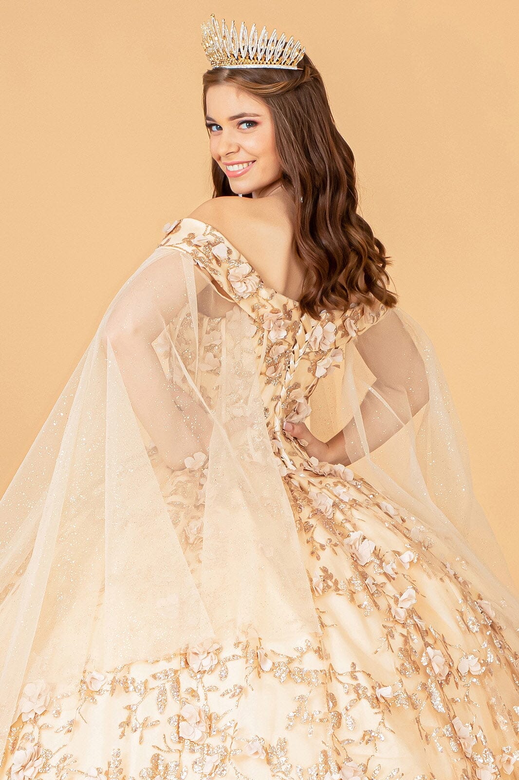 3D Floral Cape Sleeve Ball Gown by Elizabeth K GL1970 - product image 14