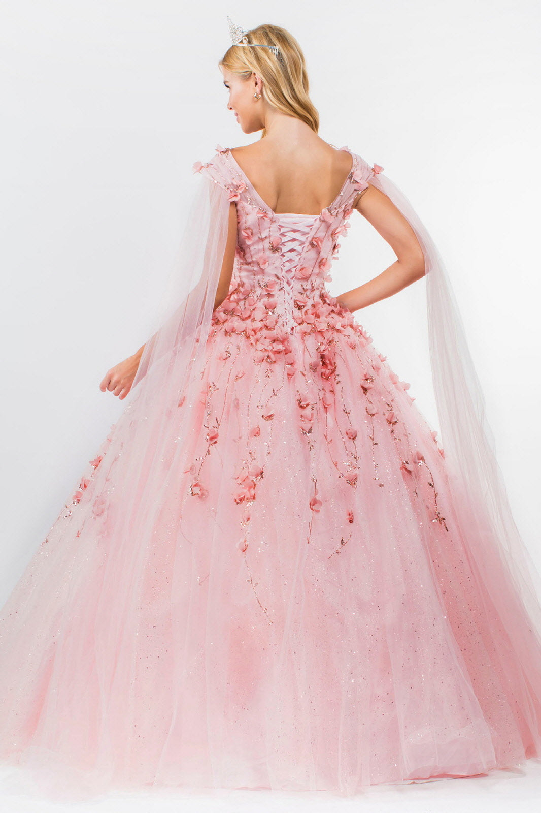 3D Floral Cape Sleeve Ball Gown by Elizabeth K GL1974 - product image 7