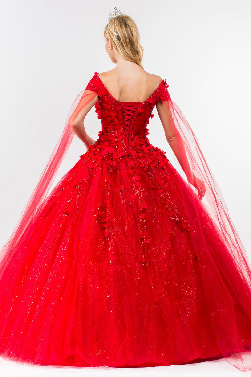 3D Floral Cape Sleeve Ball Gown by Elizabeth K GL1974 - product image 13