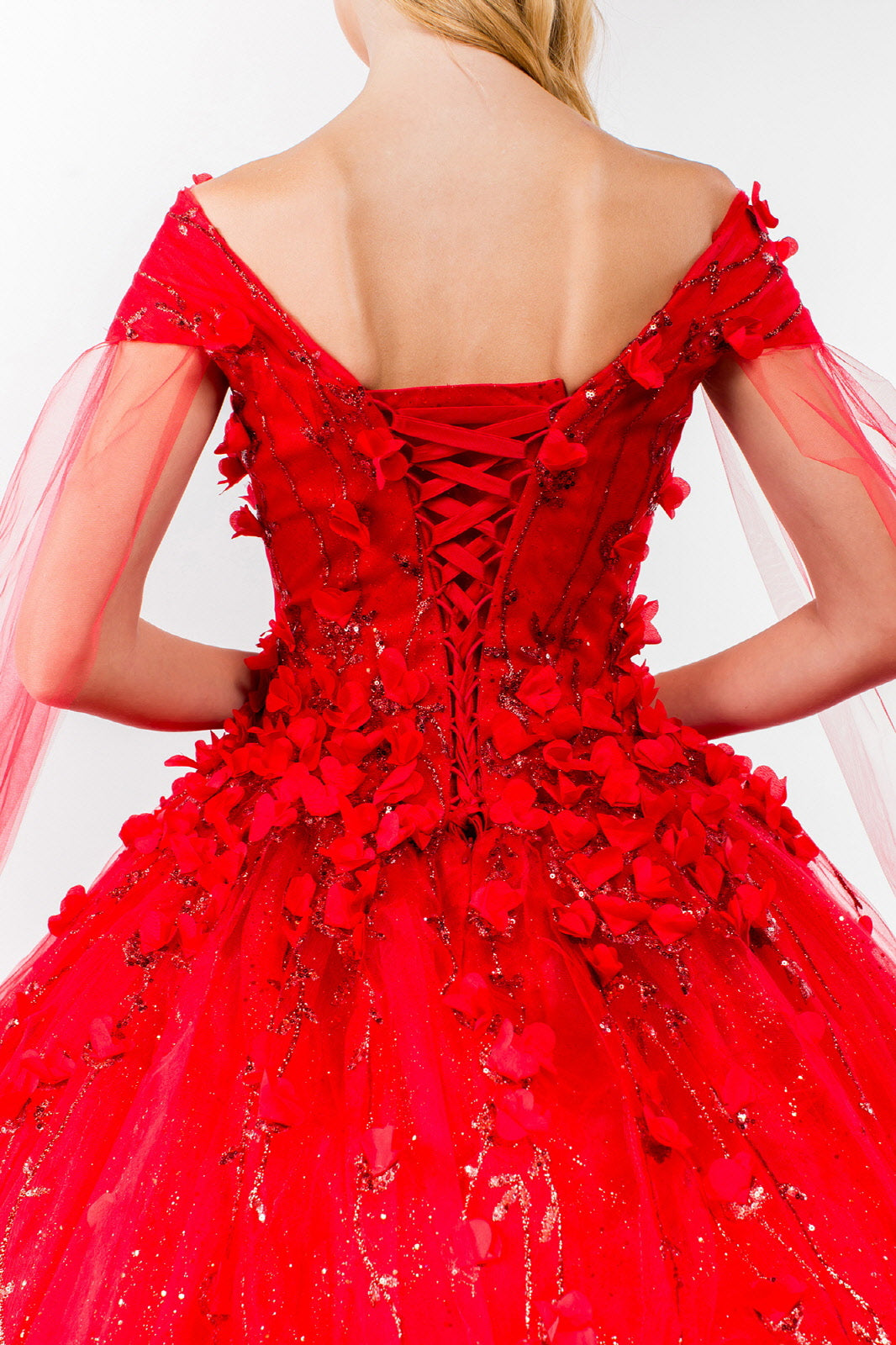 3D Floral Cape Sleeve Ball Gown by Elizabeth K GL1974 - product image 16