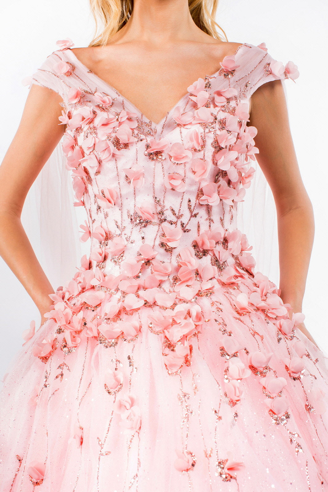 3D Floral Cape Sleeve Ball Gown by Elizabeth K GL1974 - product image 10