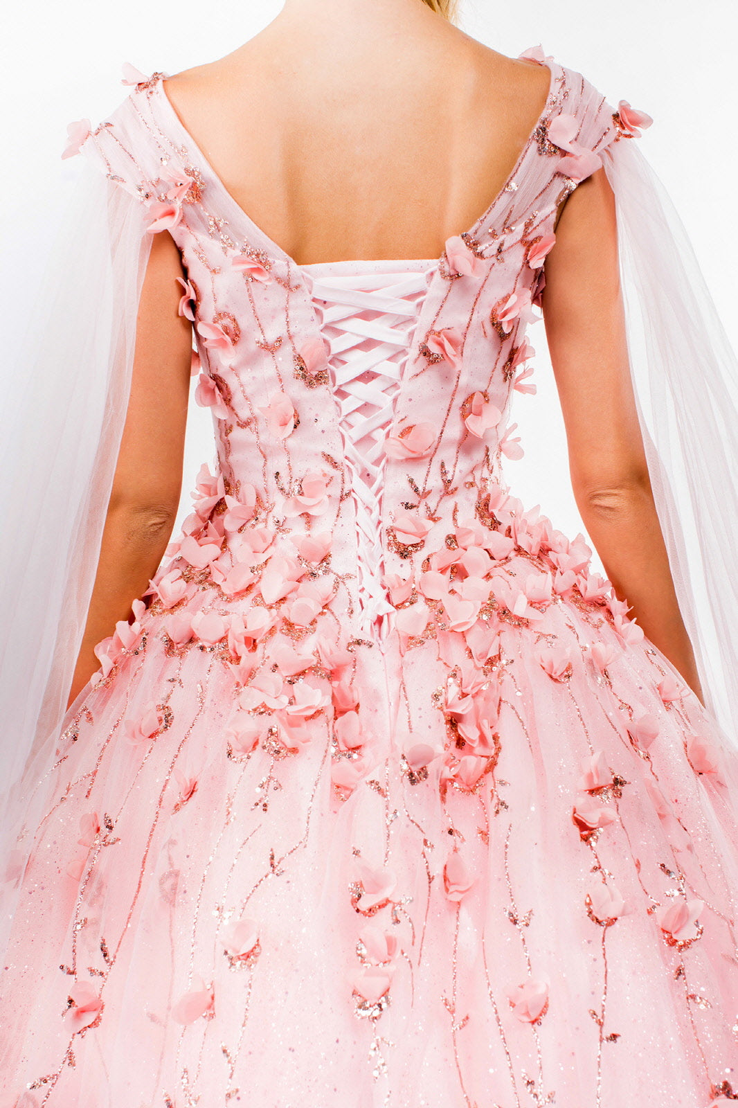 3D Floral Cape Sleeve Ball Gown by Elizabeth K GL1974 - product image 11