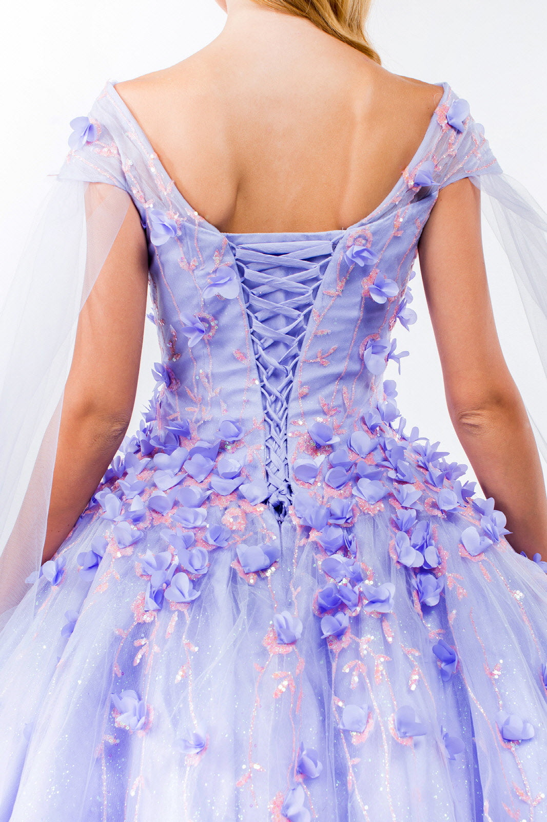 3D Floral Cape Sleeve Ball Gown by Elizabeth K GL1974 - product image 5