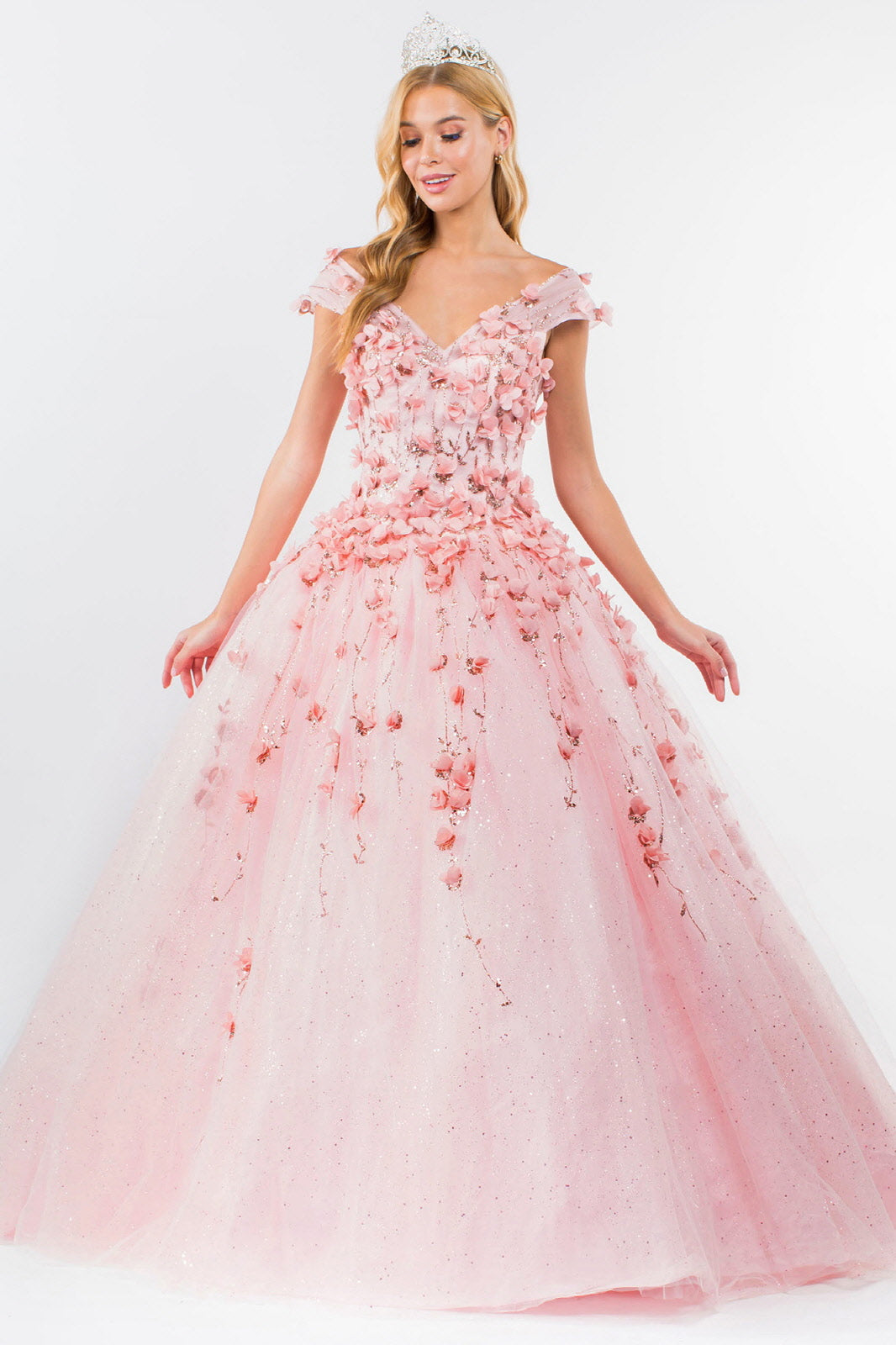 3D Floral Cape Sleeve Ball Gown by Elizabeth K GL1974 - product image 8
