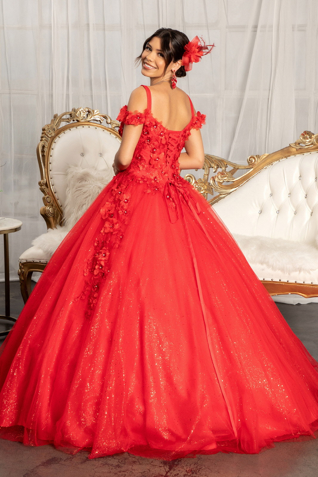 3D Floral Cold Shoulder Ball Gown by Elizabeth K GL1988 - product image 2